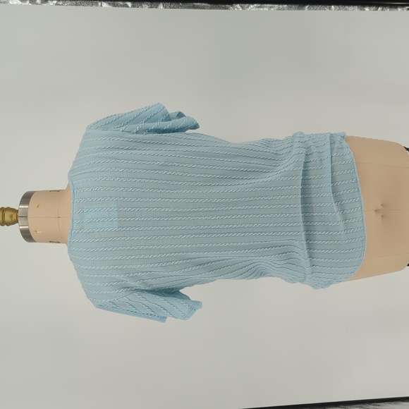 Weatherproof Cable Knit Knot Sweater Top Cardigan Blue L preppy cottagecore - Picture 2 of 8